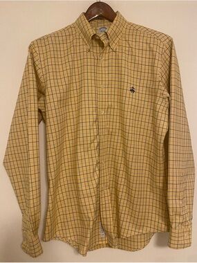 Brooks Brothers Non-Iron Supima Cotton Yellow Check Dress Shirt (L)